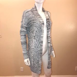 Leo Nicole Open Front Long Cardigan Sweater Womens Size Medium Grey